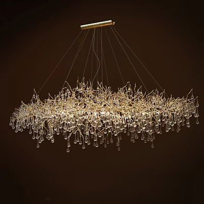 Stunning Modern Elegant Luxurious Crystal Chandelier With Branch Like Hanging Crystal Drops Design 3d model