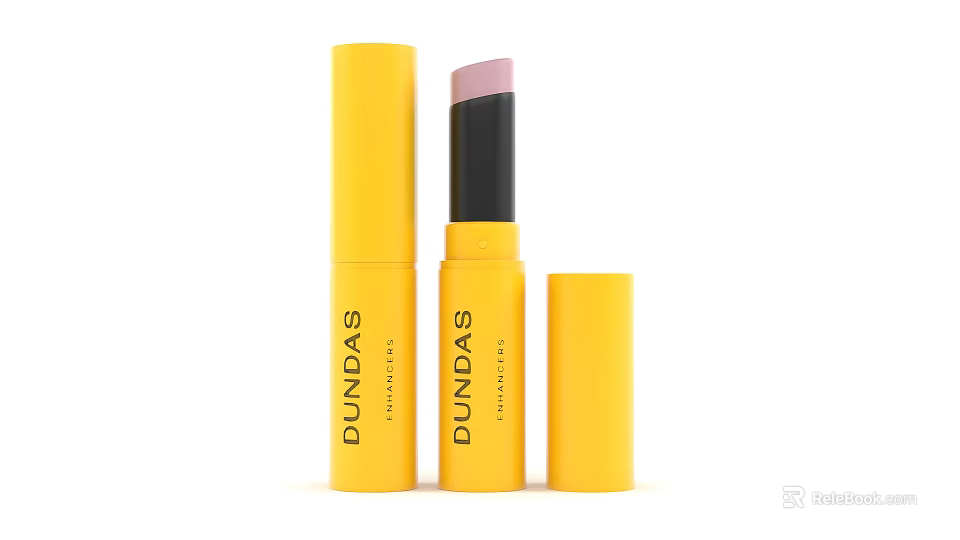 DUNDAS Beauty Lipstick Cosmetic With Yellow Packaging And Pink Shade Design 3d model 