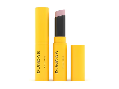 DUNDAS Beauty Lipstick Cosmetic With Yellow Packaging And Pink Shade Design 3d model