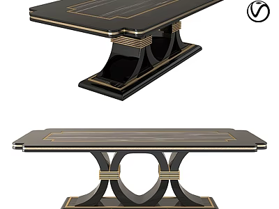 Modern Luxury Black Table With Gold Accents And Unique Leg Design 3d model