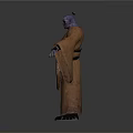 Mystical Fantasy Character With Purple Skin Brown Robe And Topknot Hairstyle