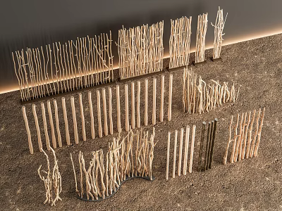 Natural Wooden Branch Room Dividers For Rustic Interior Decor And Space Partition 3d model