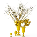White Lilies And Red Berry Branches In Decorative Glass Vases For Indoor Decoration