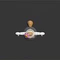 Cartoon Game Movie Character Wearing White Spacesuit Transparent Helmet Pink Flower Yellow Face Arms Outstretched