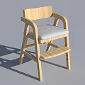 Light Wood Chair With Armrests White Cushion And Footrest Simple Design