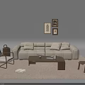 Mid-ancient style sofa coffee table combination 3d model