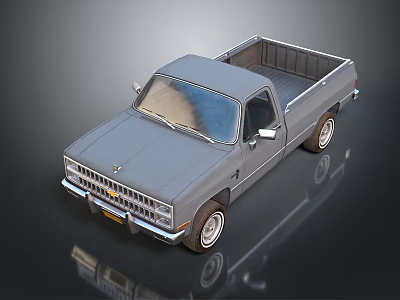 Classic Gray Chevrolet Pickup Truck With Single Cab And Bed 3d model