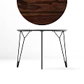 Modern Round Dining Table Set With Leather Chairs And Metal Legs 3d model
