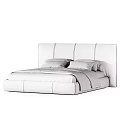 Plush Upholstered Double Bed with Beige Headboard and Soft Bed Linens in Multiple Colors