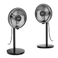 Two Black Standing Electric Fans With BREEZE Logo And Stable Base Design 3d model