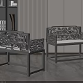 Modern Gray Single Sofa with Carved Backrest and Armrests in Living Room Interior