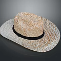 Natural Woven Straw Hat With Black Band For Casual Sun Protection