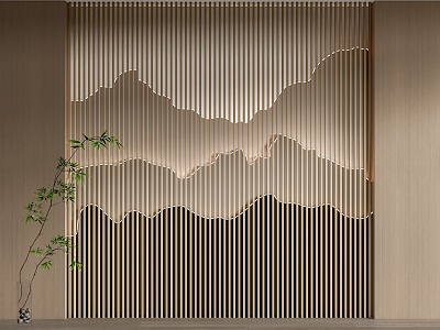 New Chinese background wall landscape grid background wall landscape wall cloud partition model