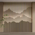 New Chinese background wall landscape grid background wall landscape wall cloud partition 3d model