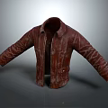 Vintage Brown Leather Jacket With Distressed Texture Long Sleeve Casual Style 3d model