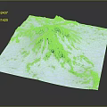 Garden Landscape Design With Snow Mountain Terrain And Textured Mountain Ranges