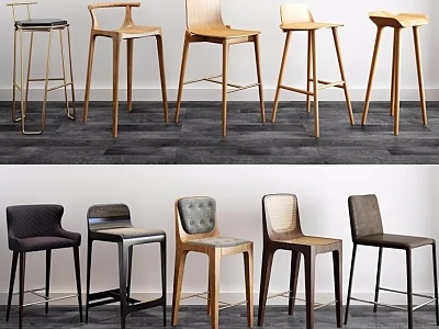 Stylish Bar Stools With Various Designs For Modern Home Bar And Kitchen Island 3d model