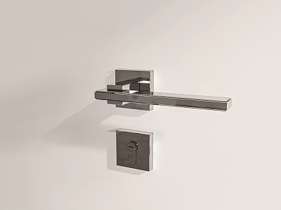 Sleek Modern Metallic Door Handle With Contemporary Wall Mounted Lock Design 3d model