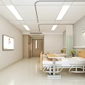 Modern Hospital Ward Interior With Two Beds Television Ceiling Lights And Curtains
