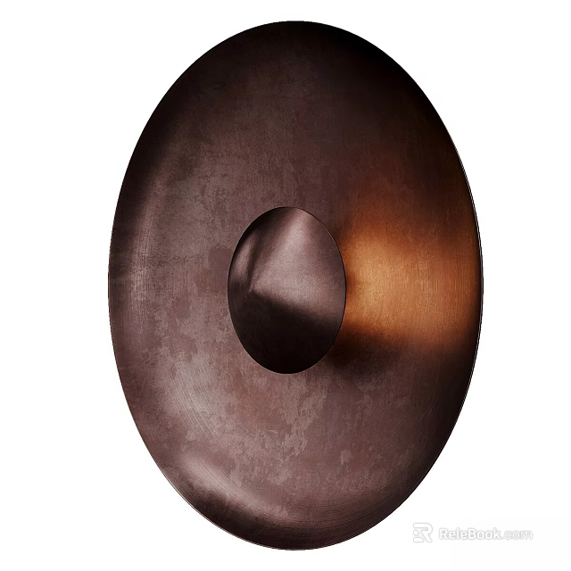 Modern Round Wall Lamp With Metallic Copper Finish And Warm Light Projection 3d model 