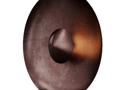 Modern Round Wall Lamp With Metallic Copper Finish And Warm Light Projection 3d model