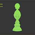 Intricate Classical Ornamental Column Component With Scallop Top Pineapple Texture And Layered Base