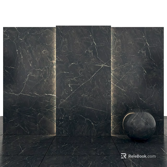Dark Marble Textured Floor Tiles In Interior Setting 3d model