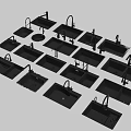 Assorted Black Kitchen Sinks with Faucets Multiple Designs Modern Display Collection 3d model