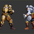 Game and Movie Characters in Confrontation with Battle Stance and Armor