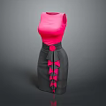 Sculptured Dress Art Piece With Pink Sleeveless Top Gray Skirt Belt And Bow