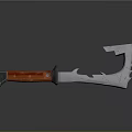Stylish Tactical Weapon With Red Handle And Serrated Metal Blade Design