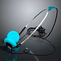 Blue Headphones with Silver Headband and Black Cable and Blue Ear Cushions Design