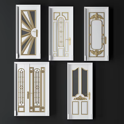 French swing door white matte paint door 3d model French swing door white matte paint door 3d model