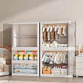 Modern Baby Wardrobe with Hanging Rods Shelves Storage for Children's Clothes and Baby Items