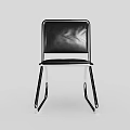 Modern Leisure Chair With Leather Seat Backrest And Curved Metal Frame Design