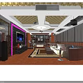 Modern KTV Interior Design With Purple Lighting Large Screen TV And Comfortable Sofas 3d model