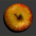 Fresh Whole Ripe Red Yellow Apple With Stem On Dark Background