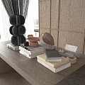 Decorative Inflatable Model Display On Desk With Stacked Books Wooden Art And Plants
