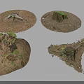 Natural Tree Stump 3D Models With Moss Soil And Bark Debris 3d model