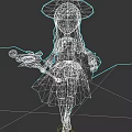 Woman In Purple Robe Wizard Hat Holding Star Object Staff On White Platform Swirling Rings