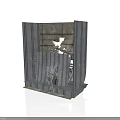 Modern Open Interior Structure With Metal Frames And Wooden Panel Design