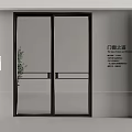 Modern Glass Door Interior Design With Black Frame And Green Plant