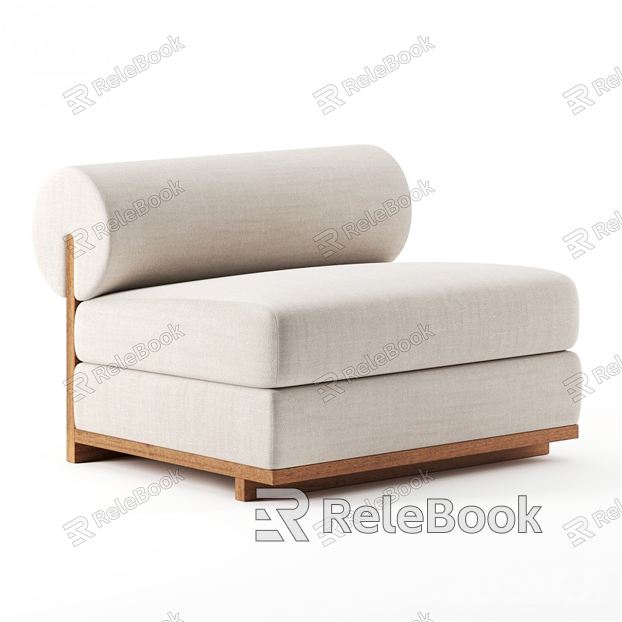 Modern Single Sofa Single Solid Wood Log Sofa model