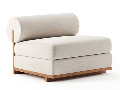 Modern Single Sofa Single Solid Wood Log Sofa model