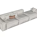 Light Gray Three Seater Sofa With Soft Cushions Modern Minimalist Upholstered Design