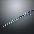 Decorative Sword With Blue Crystal Blade And Black Handle Design 3d model