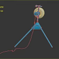 Blue Tripod Tool Featuring White Wheel And Orange Rope On Stable Stand