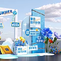 Artistic Summer Floral Installation with Camping Decor Colorful Flowers and Sunny Theme