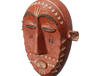 Traditional Ethnic Jewelry Mask With Red Base And White Beaded Decorations 3d model