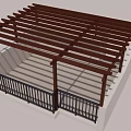 Outdoor Wooden Fence Design Featuring Horizontal Beams And Tile Floor Patio